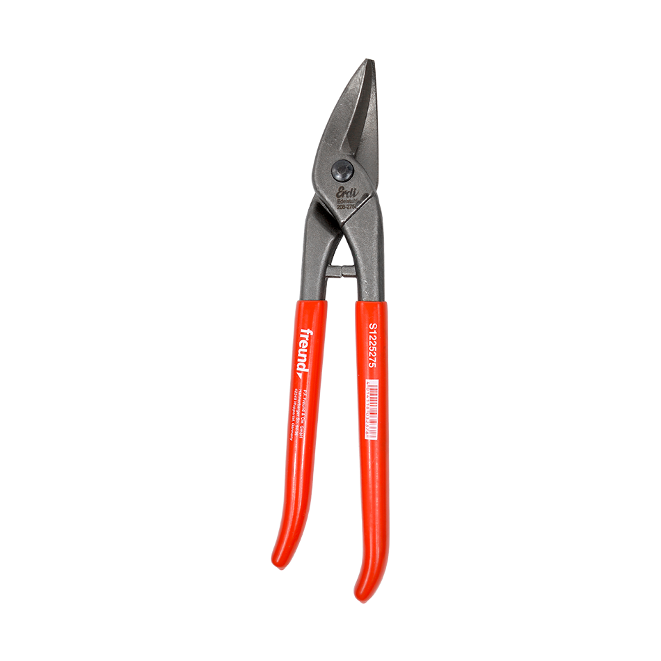 Freund Left Curved Circle Tin Snip – red plastic